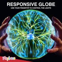 Playbees 7 Green Plasma Ball - Tesla Coil Lightning Globe for Parties & STEM