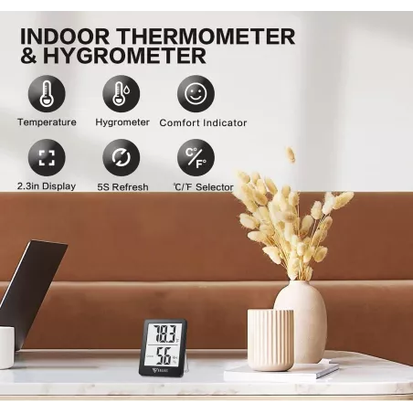 DOQAUS Hygromètre Digital Intérieur - Température & Humidité rapide