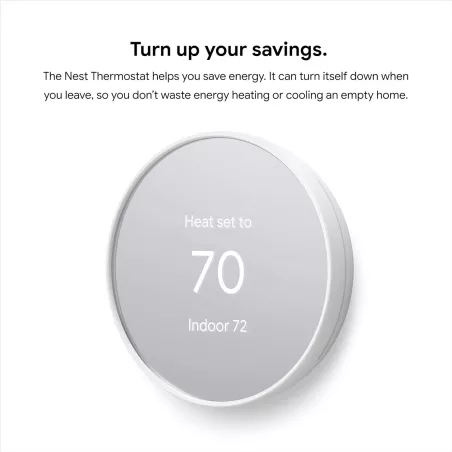 Google Nest Thermostat Snow - Thermostat Intelligent Programmable Wifi pour Maison