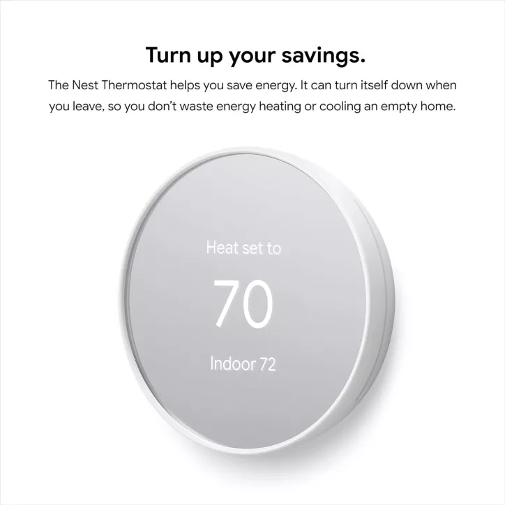 Google Nest Thermostat Snow - Thermostat Intelligent Programmable Wifi pour Maison
