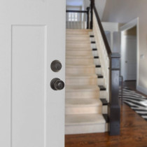 Amazon Basics Matte Black Coastal Exterior Door Knob with Lock & Deadbolt