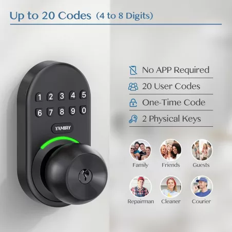 Serrure Clavier Poignée Intelligente Yamiry Sans Clé, Code Électronique Facile à Installer, Porte d’Entrée