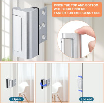 2 Pack Childproof Door Locks - Metal Reinforcement Deadbolt Latch Silver