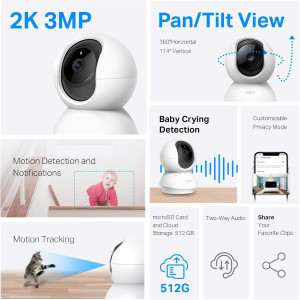 Caméra Sécurité TP-Link Tapo 2K Pan/Tilt 2-Pack - Bébé & Animal