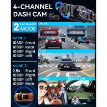 IIWEY N5 4-Channel 360° Dash Cam with Night Vision & 128GB SD Card