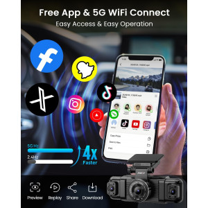 IIWEY N5 4-Channel 360° Dash Cam with Night Vision & 128GB SD Card