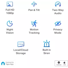 Caméra Sécurité TP-Link Tapo C200 1080P avec Audio & Nuit