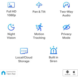 Caméra Sécurité TP-Link Tapo C200 1080P avec Audio & Nuit