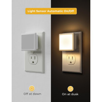 L LOHAS LED Night Light 2-Pack, Auto On/Off, Soft White 3000K
