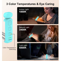 Gritin Rechargeable Reading Light - Eye-Caring, 3 Colors, Clip-On Blue