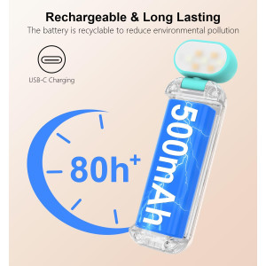 Gritin Rechargeable Reading Light - Eye-Caring, 3 Colors, Clip-On Blue