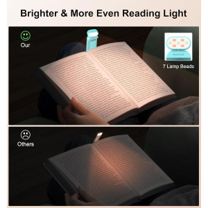 Gritin Rechargeable Reading Light - Eye-Caring, 3 Colors, Clip-On Blue