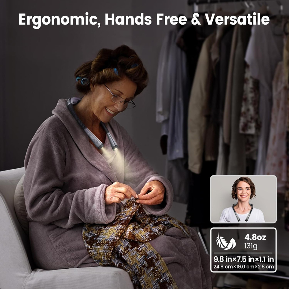 Glocusent Book Light - Rechargeable 3-Color, 6-Brightness Reading Lamp