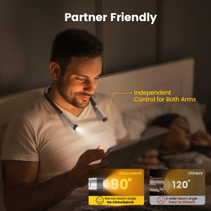 Glocusent Book Light - Rechargeable 3-Color, 6-Brightness Reading Lamp