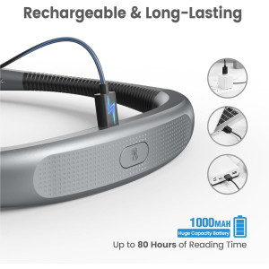 Glocusent Book Light - Rechargeable 3-Color, 6-Brightness Reading Lamp