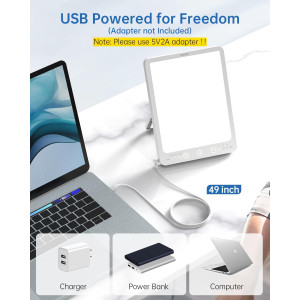 SUXIO Light Therapy Lamp 10000 Lux – Portable Mood Boosting Daylight Lamp