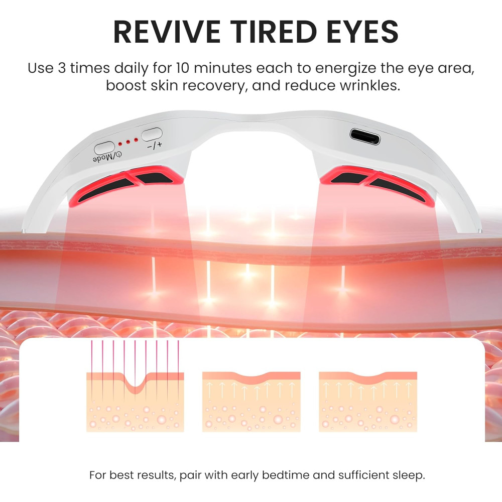 Under Eye Red Light Therapy Glasses for Dark Circles & Fine Lines
