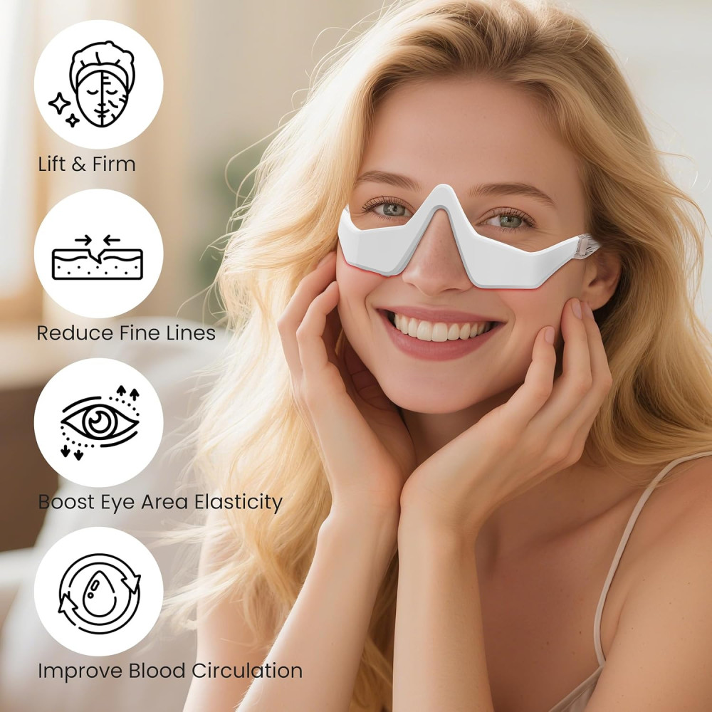 Under Eye Red Light Therapy Glasses for Dark Circles & Fine Lines
