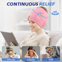 Migraine Relief Cap - Hot & Cold Therapy for Headache & Puffy Eyes (Pink)