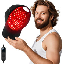 Laser Hair Growth Cap - Red Light Therapy for Thicker Hair, Deep Black