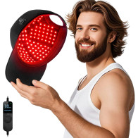 Laser Hair Growth Cap - Red Light Therapy for Thicker Hair, Deep Black