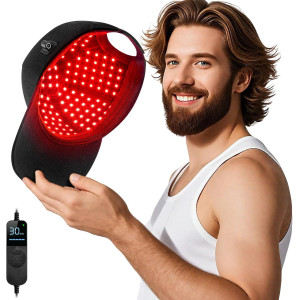 Laser Hair Growth Cap - Red Light Therapy for Thicker Hair, Deep Black