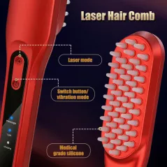 Peigne Laser Croissance Cheveux Rouge - Traitement Unisexe