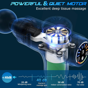 TOLOCO Deep Tissue Massage Gun with 10 Heads – Quiet, Portable, Black