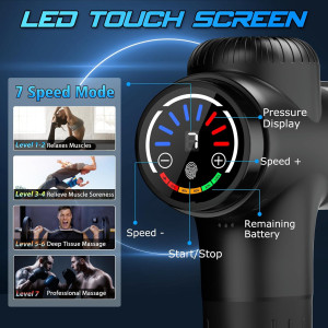 TOLOCO Deep Tissue Massage Gun with 10 Heads – Quiet, Portable, Black