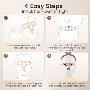 Masque LED Visage & Cou Rechargeable - Thérapie Lumière Roja