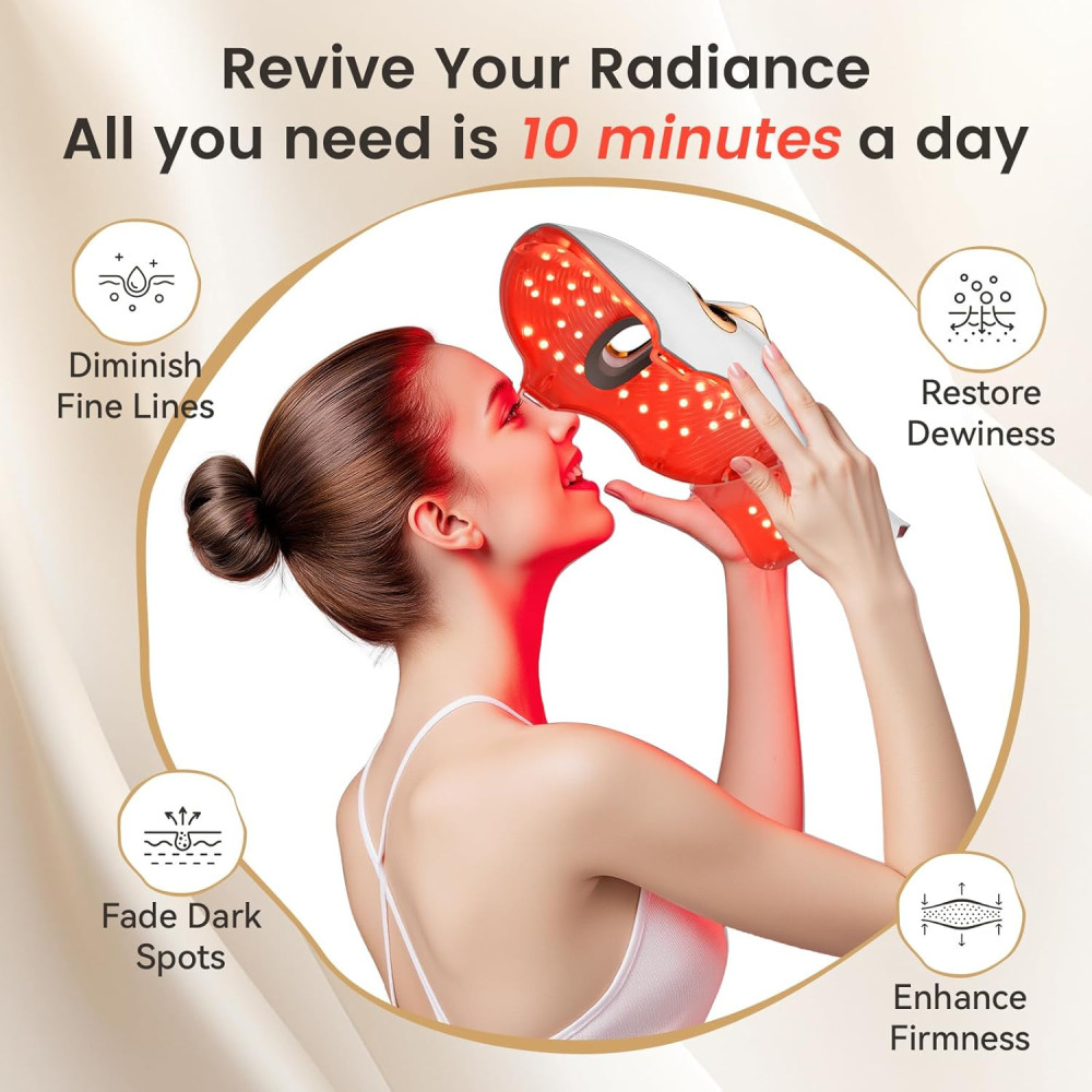 Red Light Therapy Mask for Face & Neck | USB-C LED Infrared Mask