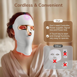 Cordless Red Light Therapy Mask for Face | USB-C Rechargeable LED Mask