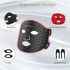 Masque LED Thérapie Lumière Rouge 7-en-1 850nm NIR Anti-Âge Fermeté & Éclat Visage & Cou Rechargeable
