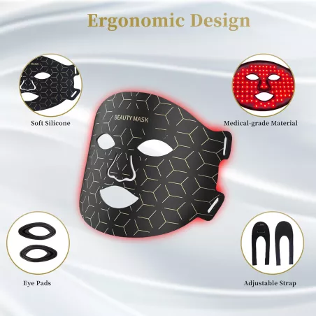 Masque LED Thérapie Lumière Rouge 7-en-1 850nm NIR Anti-Âge Fermeté & Éclat Visage & Cou Rechargeable