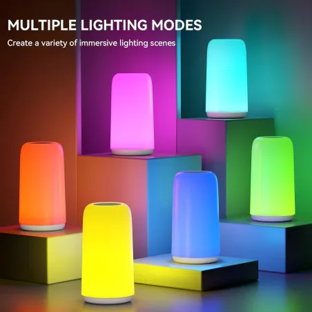 Lampe de Chevet Tactile RGB, Design Élégant, LED Dimable