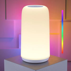 Touch Bedside Table Lamp - RGB, 3-Way Dimmable LED Nightstand Light