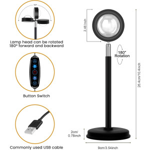 Sunset Lamp Projection with 21 Colors, 180° Rotation & APP Control