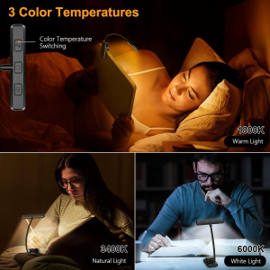 Gritin 19 LED Rechargeable Book Light - Eye-Caring, 3 Colors, 80H Runtime