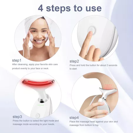 Appareil de Massage Facial LED 7 Couleurs Portable Peau