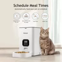 Distributeur Automatique VOLUAS pour Chats et Chiens - Programmable 4 Repas Quotidiens avec Enregistreur Vocal