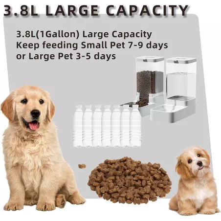 Distributeur Automatique d'Eau et Nourriture 3.8L pour Animaux