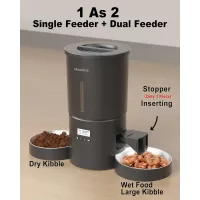 Distributeur Automatique Chat Double 6 Repas Jour 4.2L Noir