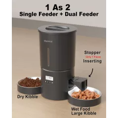 Distributeur Automatique Chat Double 6 Repas Jour 4.2L Noir