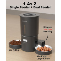 Dual Automatic Cat Feeder for 2 Cats, 6 Meals/Day, 4.2L, Voice Record