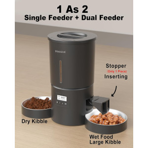 Distributeur Automatique Chat Double 6 Repas Jour 4.2L Noir
