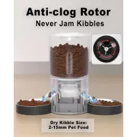 Distributeur Automatique Double pour Chats, 6 Repas/Jour, 4,2L, Enregistreur Vocal, Minuteur Flexible (Noir)