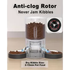 Distributeur Automatique Double pour Chats, 6 Repas/Jour, 4,2L, Enregistreur Vocal, Minuteur Flexible (Noir)