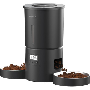 Distributeur Automatique Chat Double 6 Repas Jour 4.2L Noir