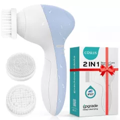 Brosse Nettoyante Visage COSLUS 2-en-1 Électrique Silicone Étanche Exfoliation Massage Profond