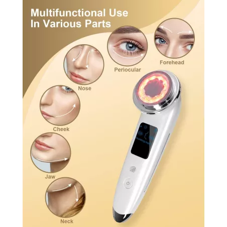 Appareil de Massage Visage Électrique 4 en 1 - Lifting, Anti-âge, Raffermissant, Soin de Peau (Blanc)